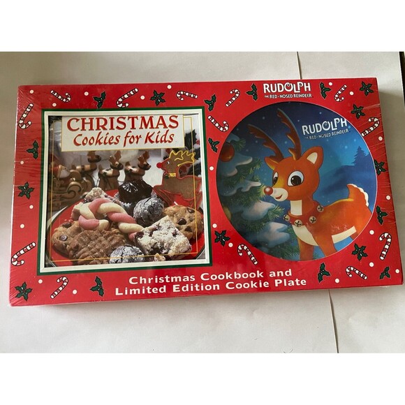 Rudolph the Red Nosed Reindeer Christmas Cookies for Kids Cookbook Cookie Plate - Picture 1 of 7